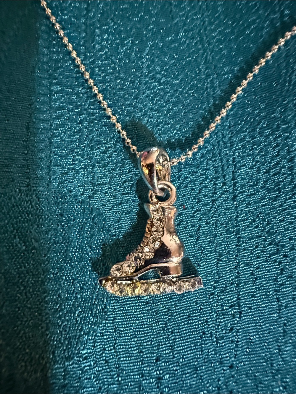 Silver-tone Ice Skate Pendant Necklace in Silver